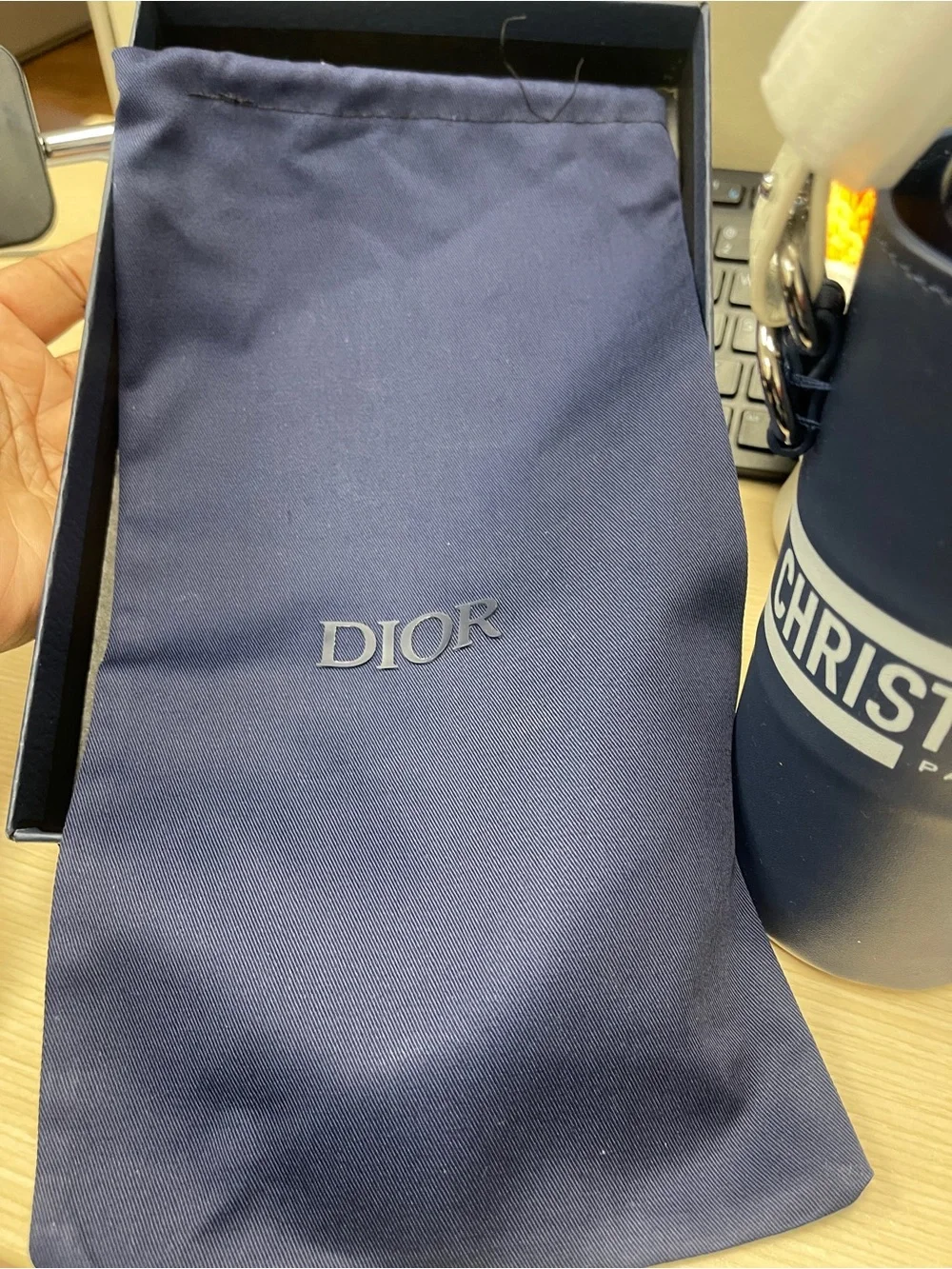 Dior Navy Water Bottle Tumbler Holder w/Strap Limited VIP Gift Novelty GWP NWT